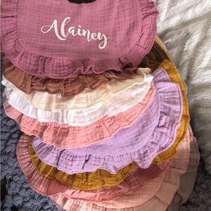 Personalized Girls Ruffle Baby Bib